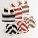 The Bear Beach Stripe Shorts & T-Shirt - Cozy Crew Club