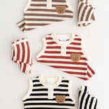 The Bear Beach Stripe Shorts & T-Shirt - Cozy Crew Club
