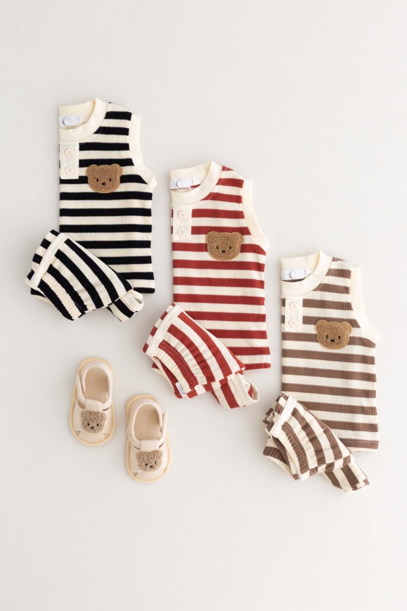 The Bear Beach Stripe Shorts & T-Shirt - Cozy Crew Club