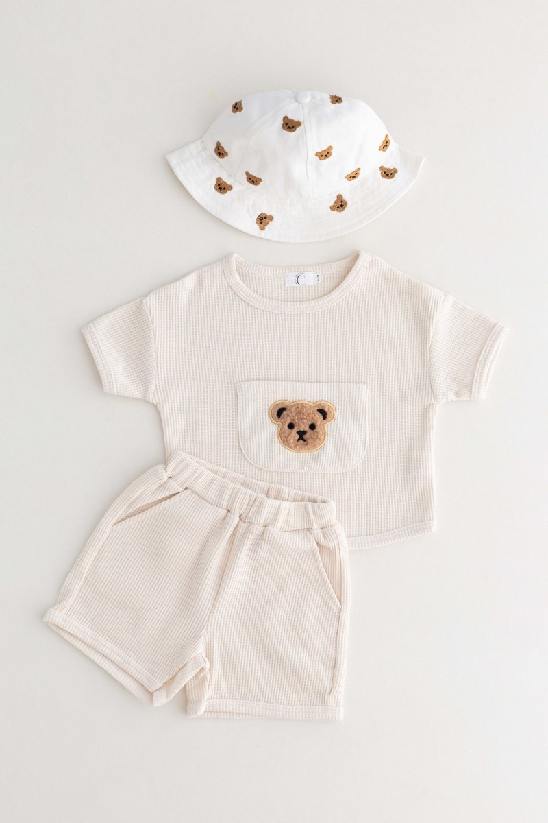 Waffle Bear 2 Piece T-Shirt & Shorts Set - Cozy Crew Club
