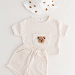Waffle Bear 2 Piece T-Shirt & Shorts Set - Cozy Crew Club