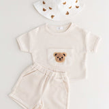 Waffle Bear 2 Piece T-Shirt & Shorts Set - Cozy Crew Club
