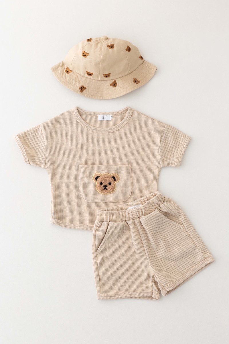 Waffle Bear 2 Piece T-Shirt & Shorts Set - Cozy Crew Club