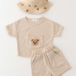 Waffle Bear 2 Piece T-Shirt & Shorts Set - Cozy Crew Club
