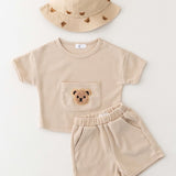 Waffle Bear 2 Piece T-Shirt & Shorts Set - Cozy Crew Club