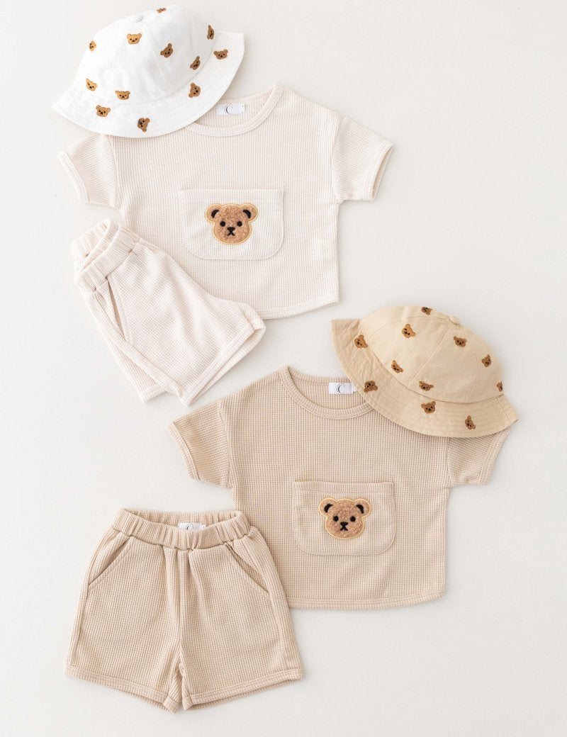 Waffle Bear 2 Piece T-Shirt & Shorts Set - Cozy Crew Club