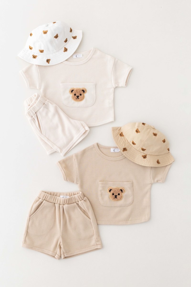 Waffle Bear 2 Piece T-Shirt & Shorts Set - Cozy Crew Club
