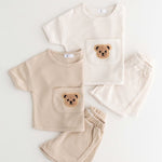 Waffle Bear 2 Piece T-Shirt & Shorts Set - Cozy Crew Club