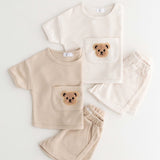 Waffle Bear 2 Piece T-Shirt & Shorts Set - Cozy Crew Club
