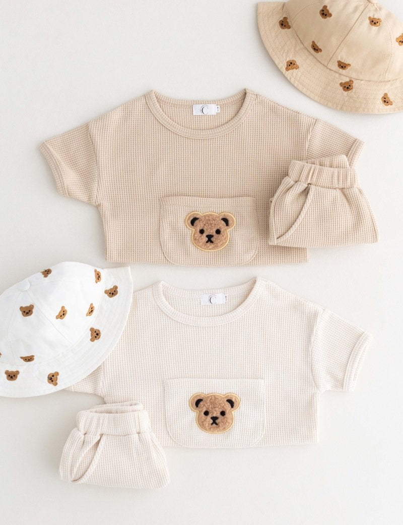 Waffle Bear 2 Piece T-Shirt & Shorts Set - Cozy Crew Club