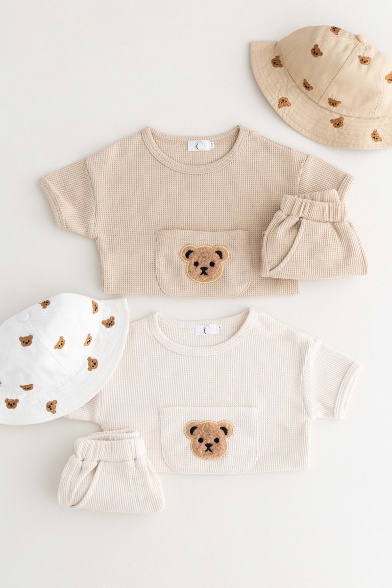 Waffle Bear 2 Piece T-Shirt & Shorts Set - Cozy Crew Club