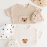 Waffle Bear 2 Piece T-Shirt & Shorts Set - Cozy Crew Club