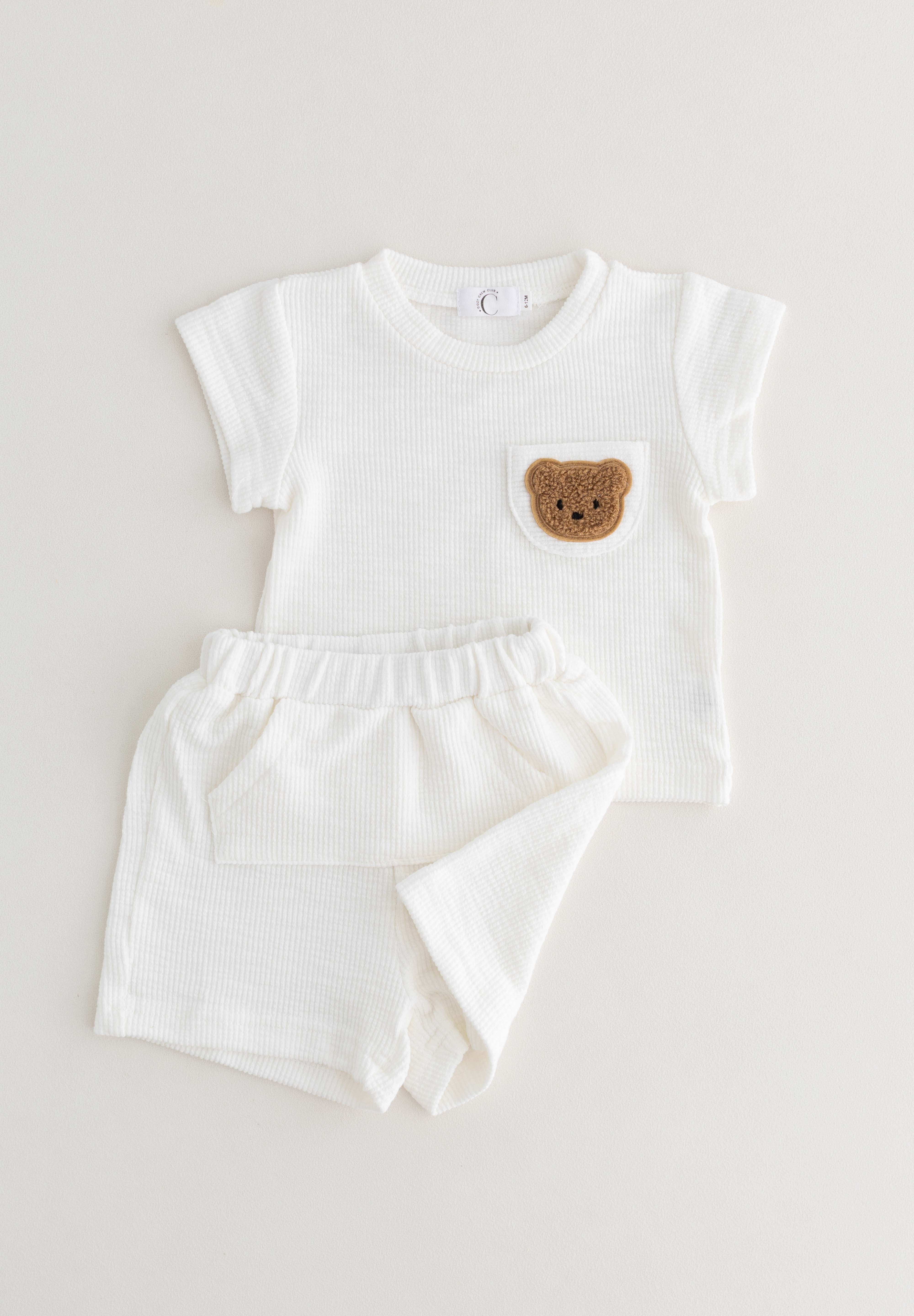 The Coloured Bear 2 Piece T-Shirt & Shorts Set Cozy Crew Club Outfit Sets mora-uk.myshopify.com the-coloured-bear-2-piece-t-shirt-shorts-set White / 6-12 M CB2TS-6-12 Months-White 10off, 20off, 5POUND, allproducts, Baby, beach, bear, bear collection, BFCM-50, BFCM20, china, CHRISTMAS20, clothing, daywear, embroidery, LINECARD, new in, nonpersonalised, outfit, PADDY10, set, shorts, SSSALE2530, summer, summersale24, tshirt, waffle, whatnot, WINTER20, zero