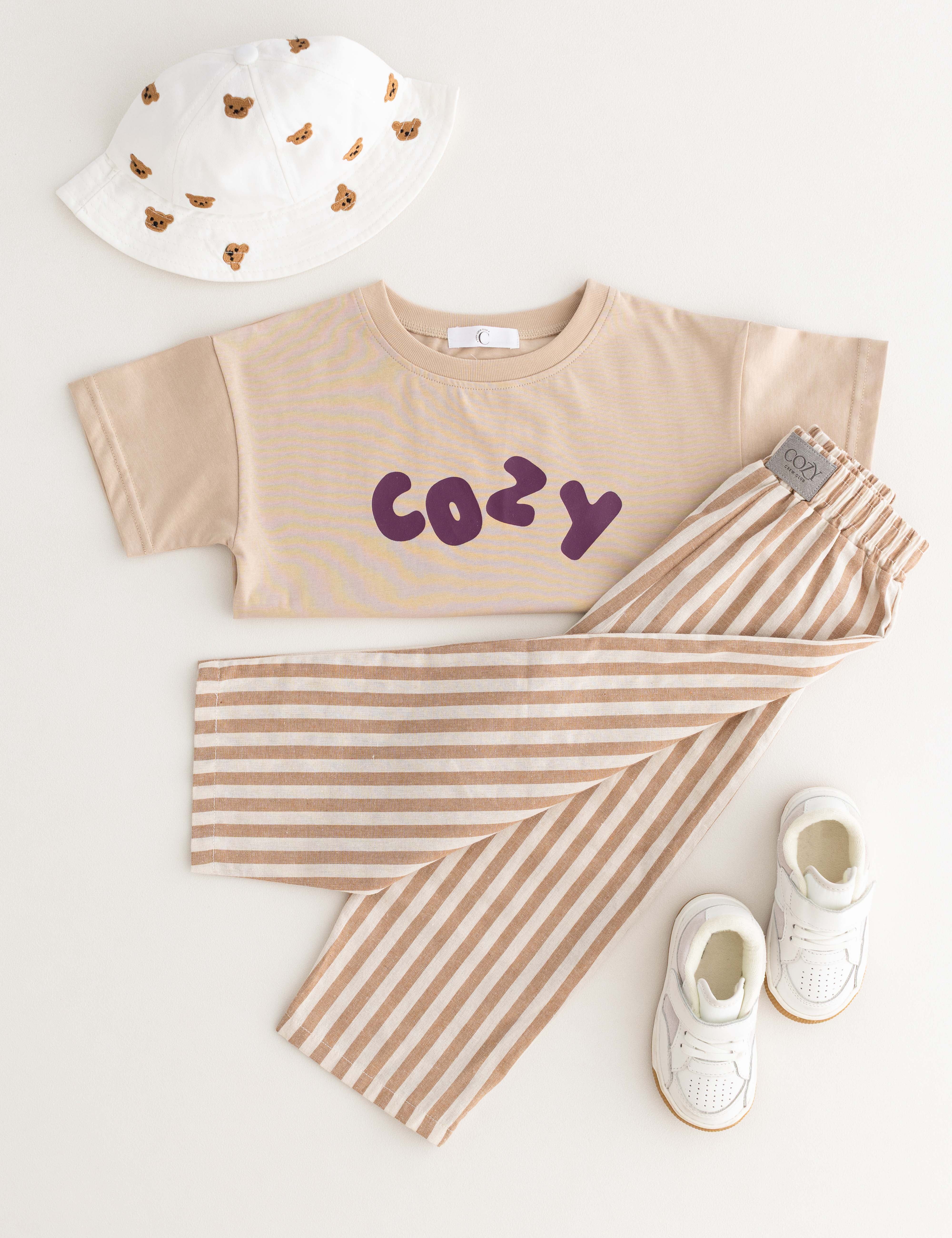 Cozy Crew Club Stripe Pants (Beige) Cozy Crew Club Pants mora-uk.myshopify.com cozy-crew-club-stripe-pants-beige   All Products, aw25, BFCM-NEW20, CHILDSPLAY, navy, nonpersonalised, TOPS, ultracozy, whatnot, wholesale, wholesale-int