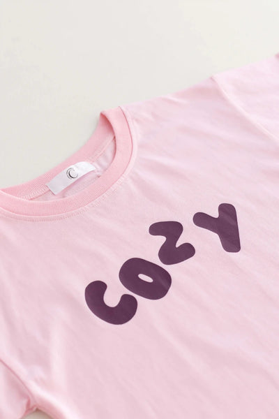 Cozy Crew Club Pink Graphic Tee 100% Cotton