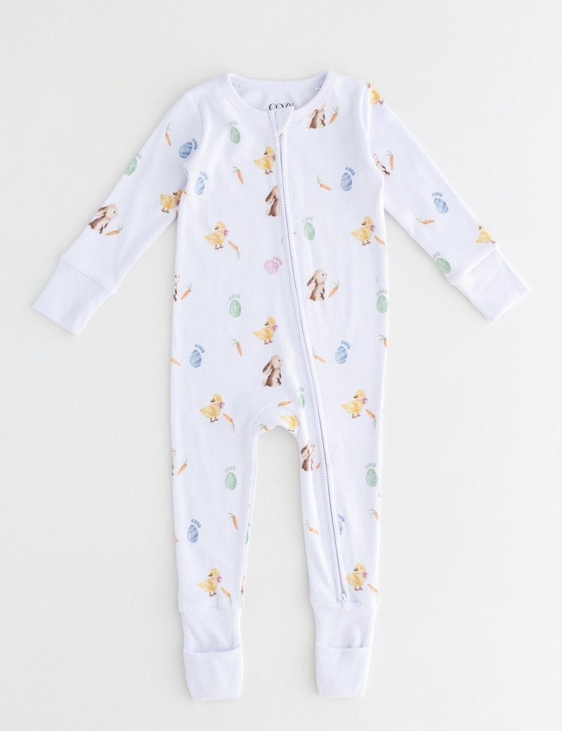 The COZY Hop Sleepsuit Ribbed Cotton Zip One Piece - Cozy Crew Club