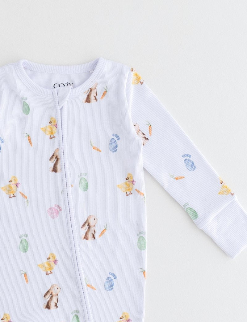 The COZY Hop Sleepsuit Ribbed Cotton Zip One Piece - Cozy Crew Club
