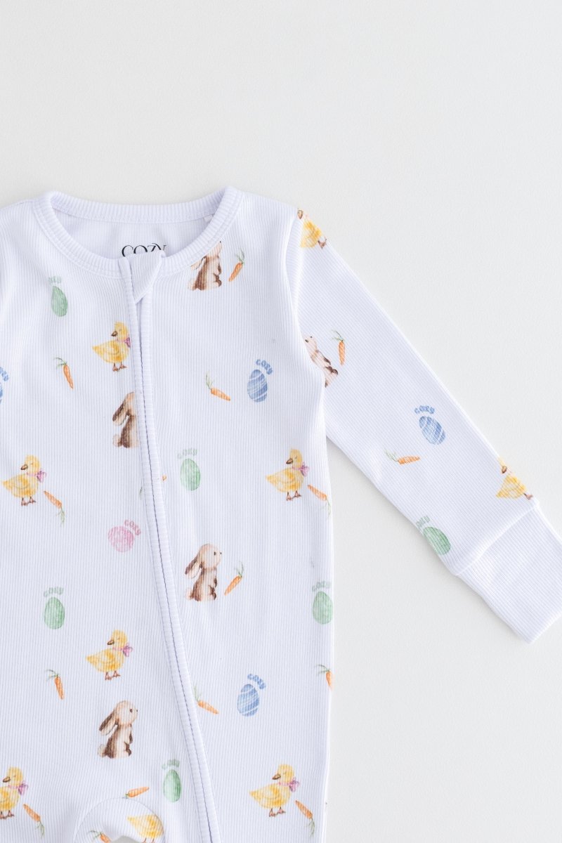 Hop Sleepsuit Ribbed Cotton Zip One Piece