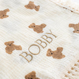The Bear Muslin Frill Blanket Swaddle
