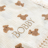 The Bear Muslin Frill Blanket Swaddle - Cozy Crew Club