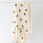 The Bear Muslin Frill Blanket Swaddle - Cozy Crew Club