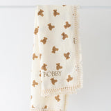 The Bear Muslin Frill Blanket Swaddle - Cozy Crew Club