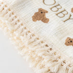 The Bear Muslin Frill Blanket Swaddle - Cozy Crew Club