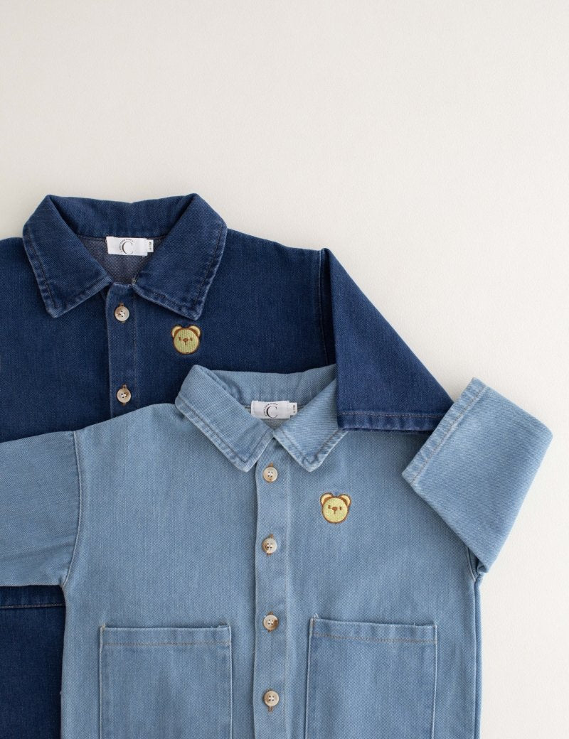 Bear Denim Piece Light or Dark Denim - Cozy Crew Club
