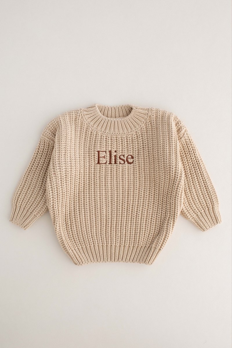 COZY Chunky Sweater | Almond Personlised - Cozy Crew Club