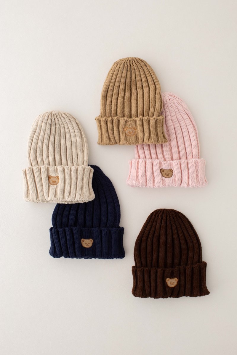 Knitted Bear Beanie Hats Multiple Colours - Cozy Crew Club