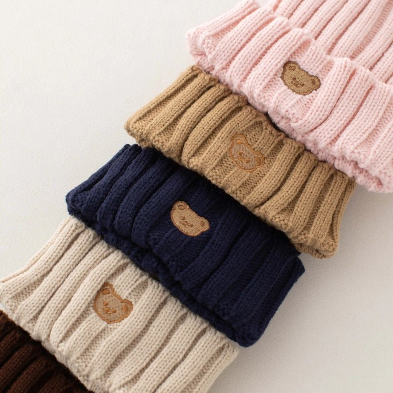 Knitted Bear Beanie Hats Multiple Colours - Cozy Crew Club