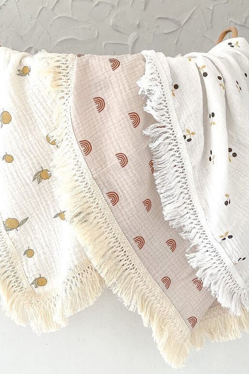 The Tassel Blanket Swaddle (Multiple Prints) - Cozy Crew Club