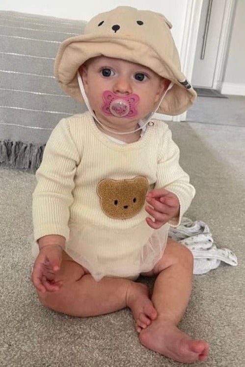 Cozy Bear Tutu Bodysuit in Creme - Cozy Crew Club
