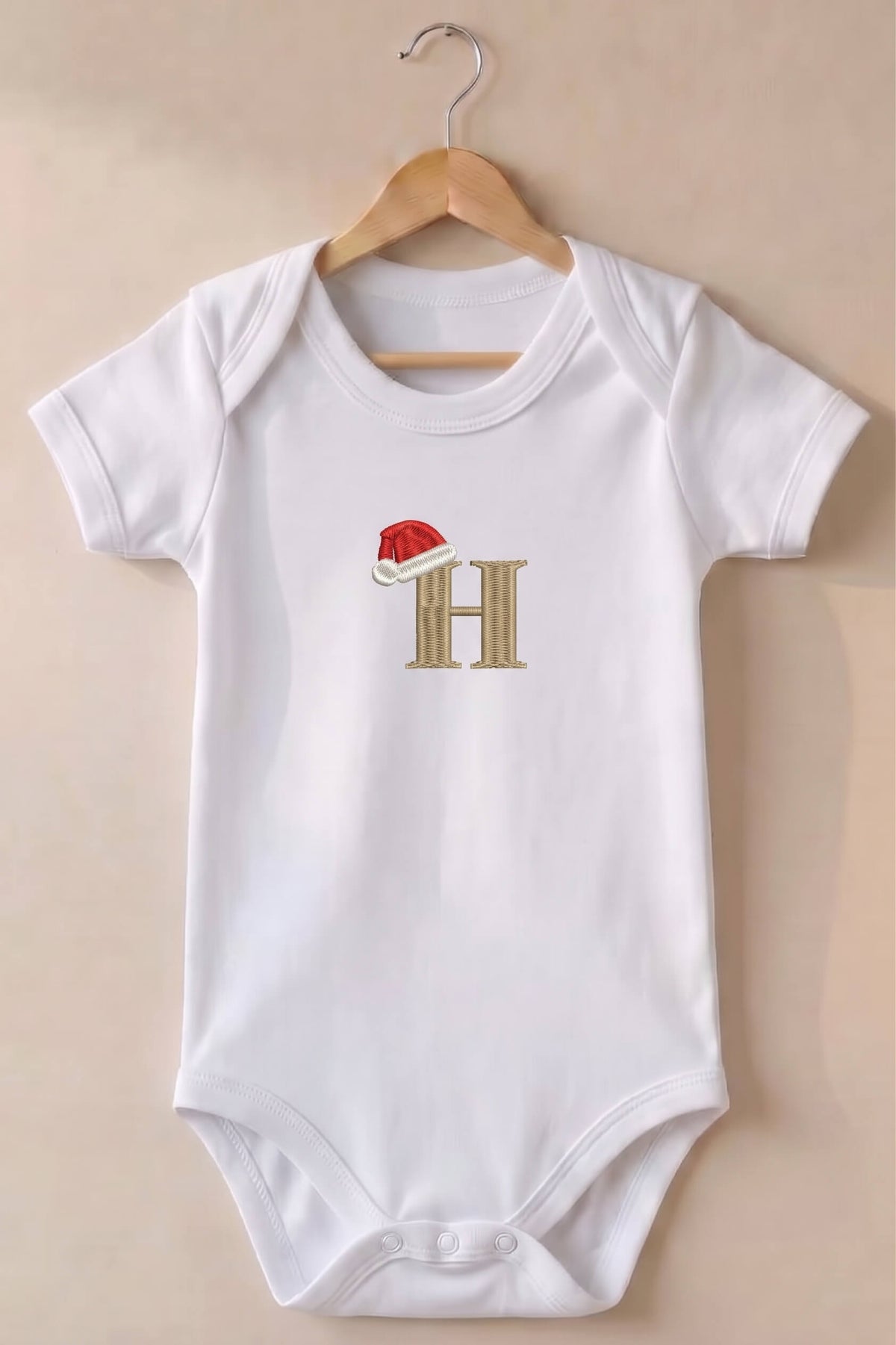 Santa Hat With Initial Bodysuit Vest