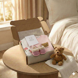 The Cozy Pink Boucle Baby Bear & Strawberry Personalised Gift Box