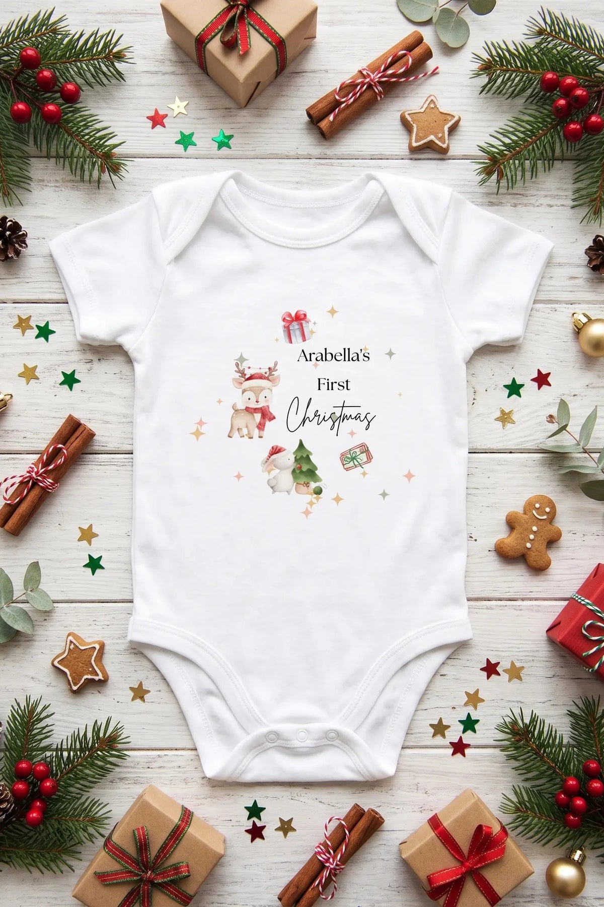 Christmas Festivities 1st Christmas 2026 Personalised Bodysuit