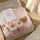 The Cozy Pink Boucle Baby Bear & Strawberry Personalised Gift Box