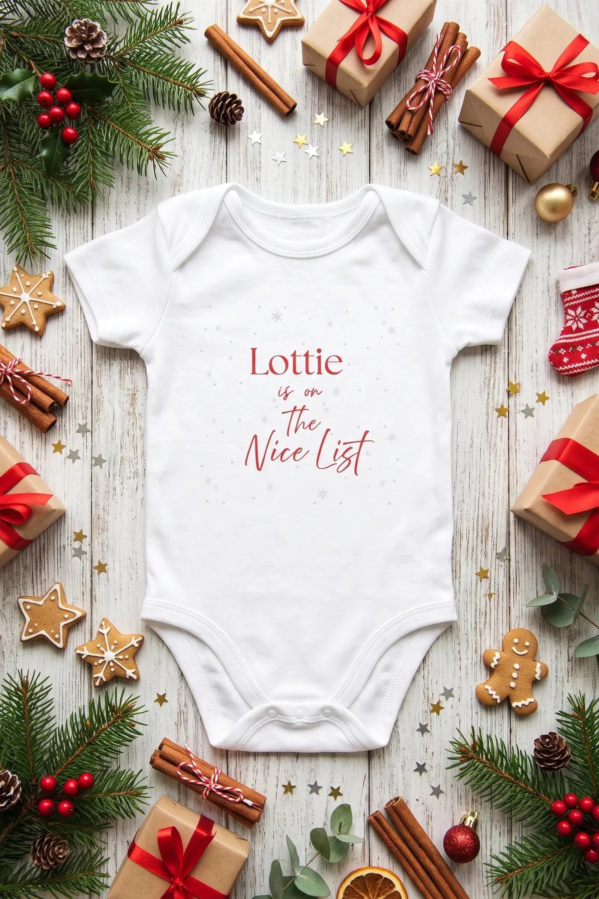Nice List Christmas Personalied 2026 Bodysuit