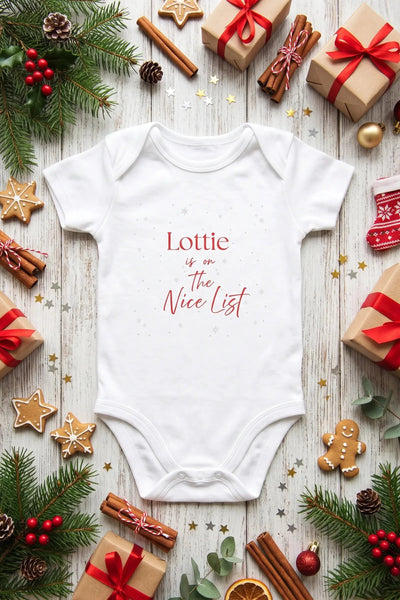Nice List Christmas Personalied 2026 Bodysuit