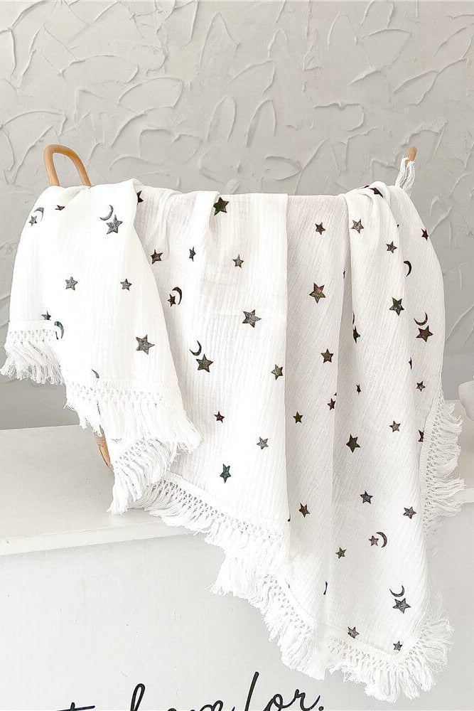 The Tassel Blanket Swaddle (Multiple Prints) - Cozy Crew Club