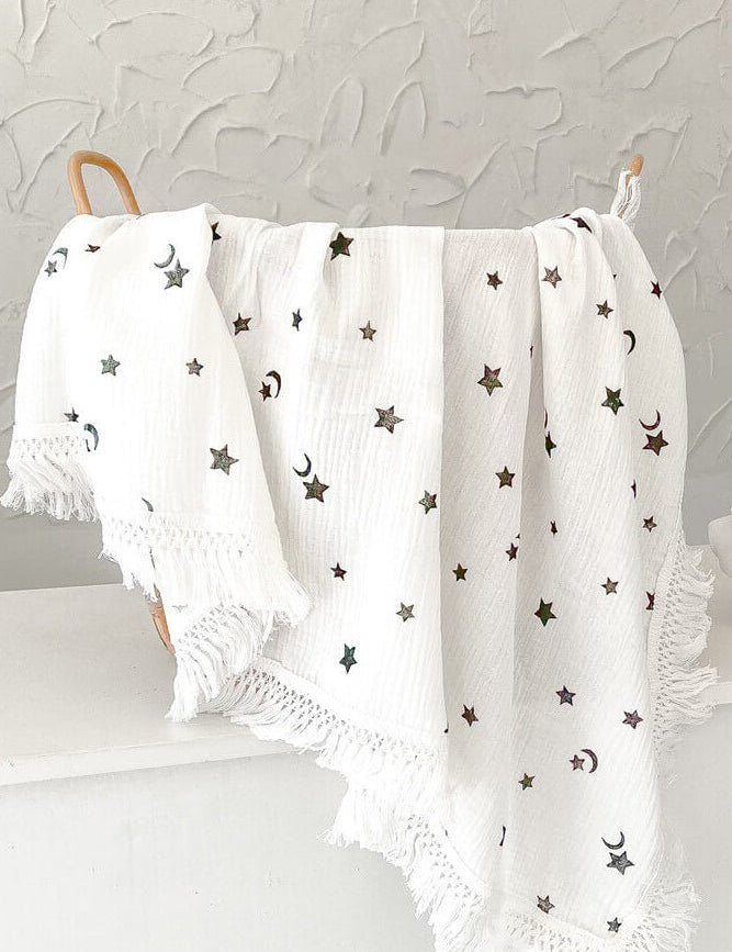 The Tassel Blanket Swaddle (Multiple Prints) - Cozy Crew Club
