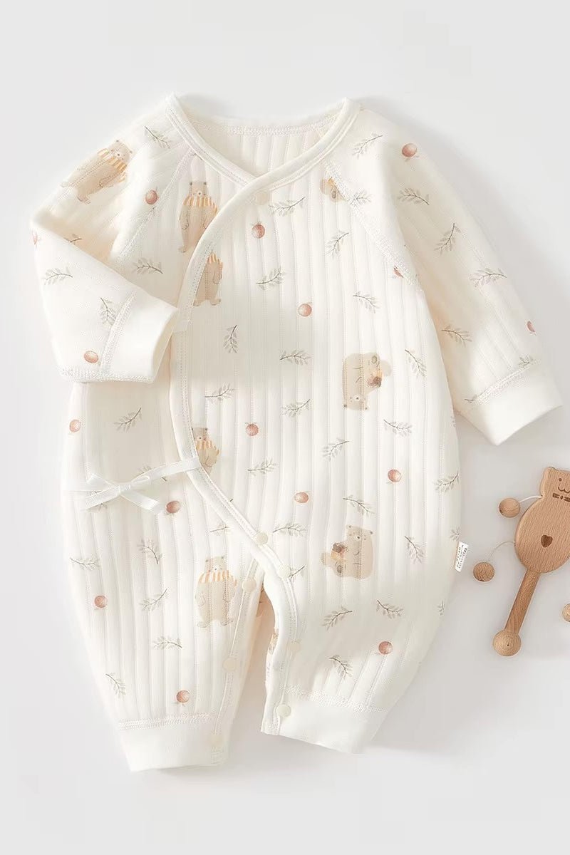 Woodland Bear Boucle Wrap Grow Romper