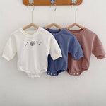 Joy Bear Bodysuit, White, Purple or Blue - Cozy Crew Club
