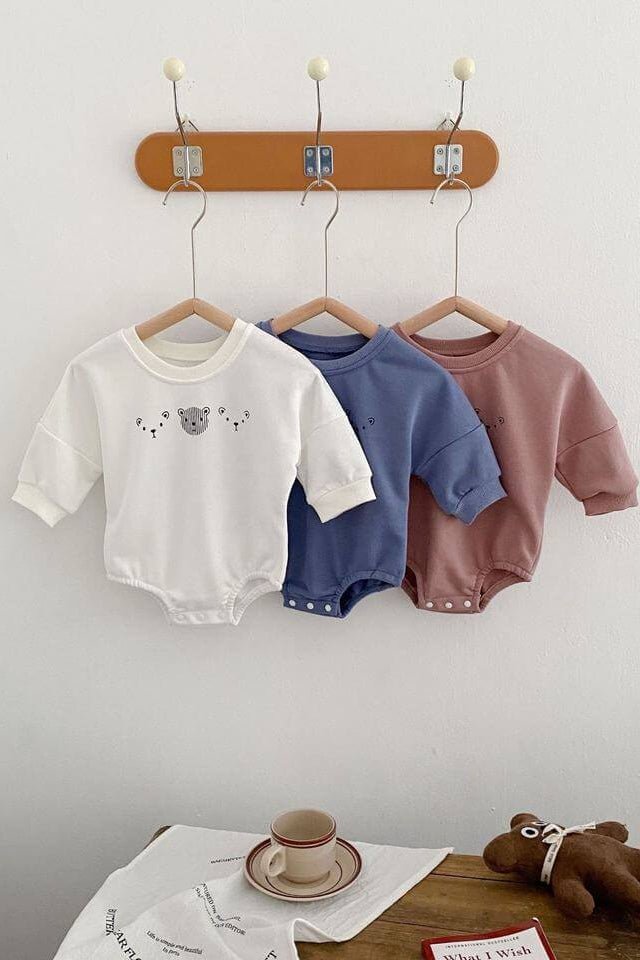 Joy Bear Bodysuit White Purple or Blue