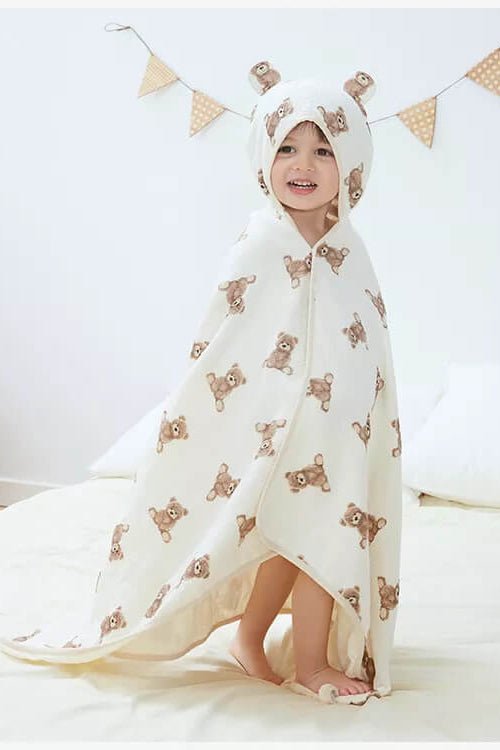 Bear Hooded Bath Towel Receiving Blanket