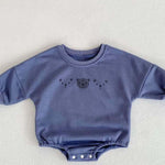 Joy Bear Bodysuit, White, Purple or Blue - Cozy Crew Club