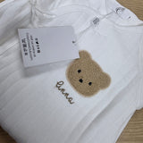 Sample Sale - 0-3m white boucle - 'Anna' in gold thread