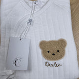 Sample Sale - 0-3m white boucle - 'Dexter' in gold thread