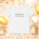 Turns Three 3rd Birthday T-Shirt Personalised Name