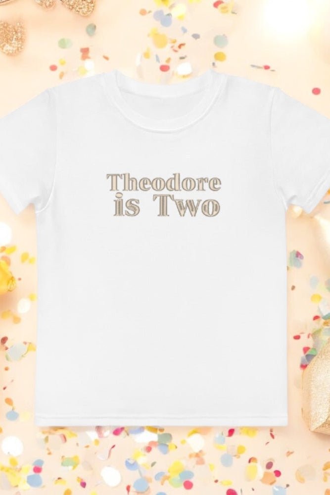 Turns Two 2nd Birthday T-Shirt Personalised Name - Cozy Crew Club